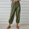 Women's Summer Cotton Linen Pants Elastic Waist Oversized Trousers Loose Drawstring Pocket Long Pants