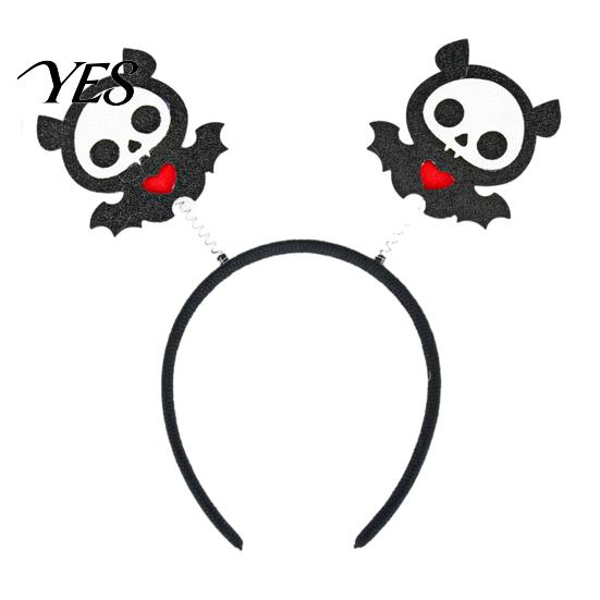 Comfortable Spooky Headband Halloween for Kids Adults, Glitter Pumpkin Bat Ghost Eye-catching Skull Hair Accessories Cosplay Dress Up Party