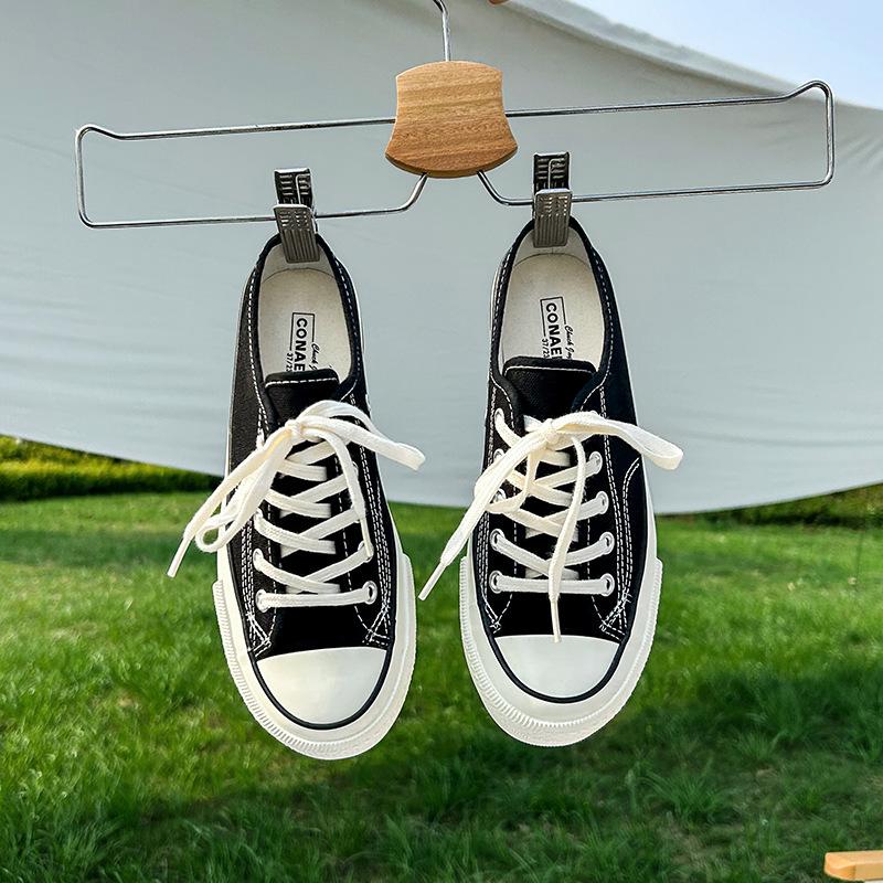 Полутапочки, парусиновая обувь, универсальные маленькие белые туфли для студенток, летняя корейская повседневная обувь, модная парусиновая обувь