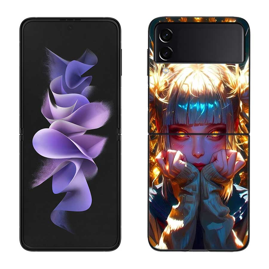 Чехол для телефона аниме Химико Тога для Samsung Z Flip 7 6 5G Galaxy Z Flip 5 4 3 Черный Жесткий Чехол-Крышка Роскошный ПК Корпус Coque