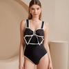 2025 Черно-белый ретро слитный купальник женский с бантом купальник с юбкой сексуальный купальник монокини пляжный боди пляжная одежда