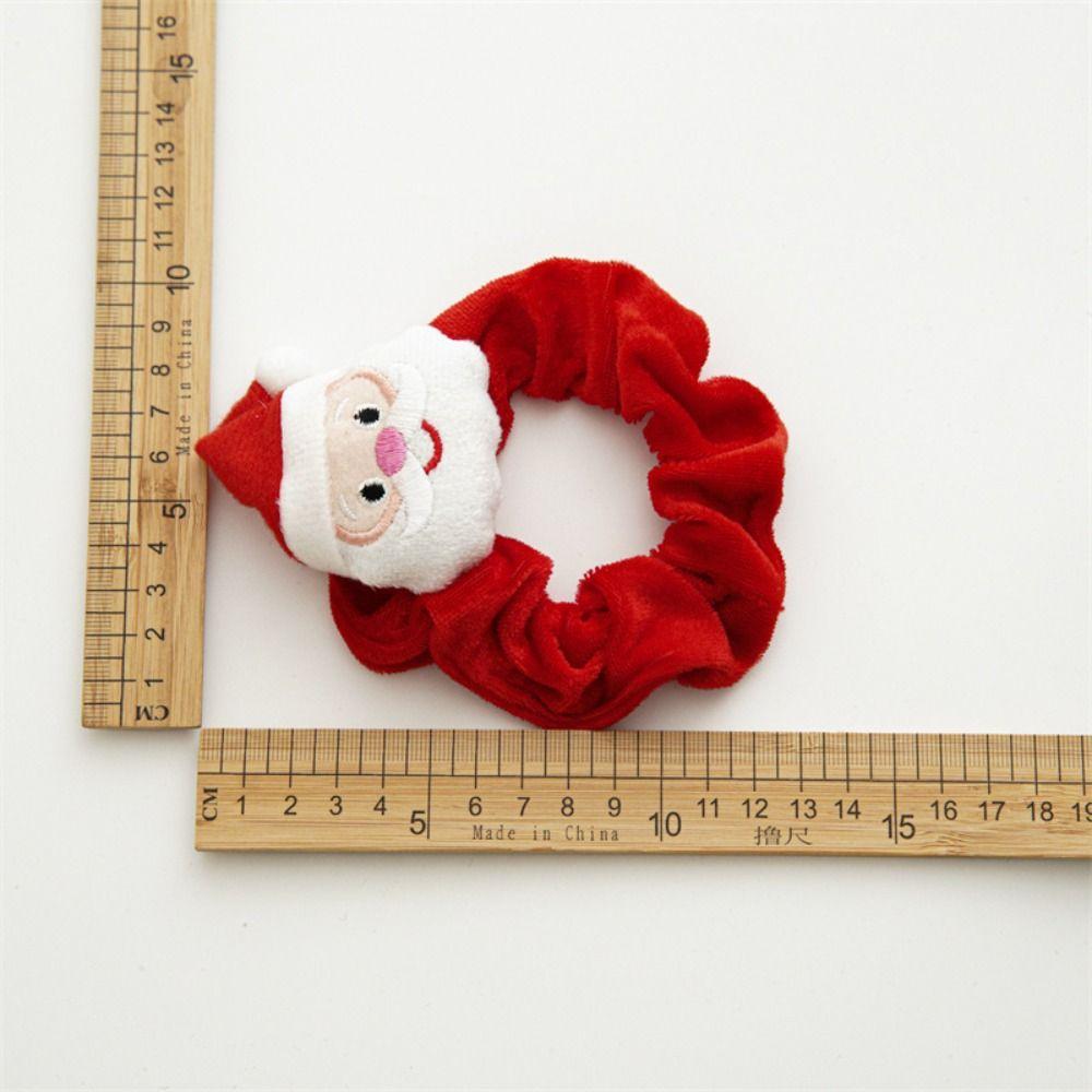 Cute Hair Rope Plush Santa Claus Lint Christmas Scrunchies  Girl