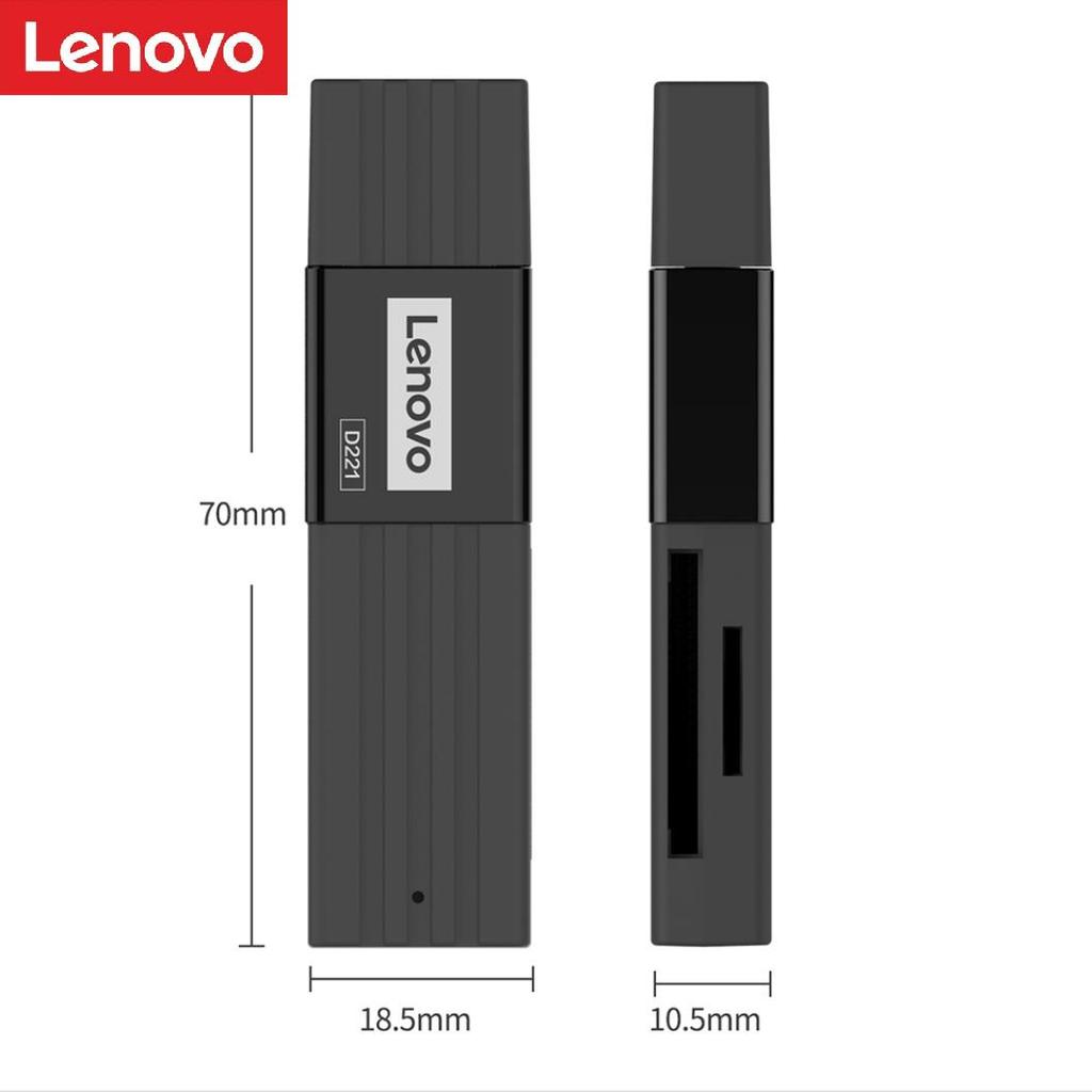 Lenovo D221 Устройство чтения карт памяти TF USB2.0 Двухслотовый адаптер для ПК Устройство чтения карт памяти