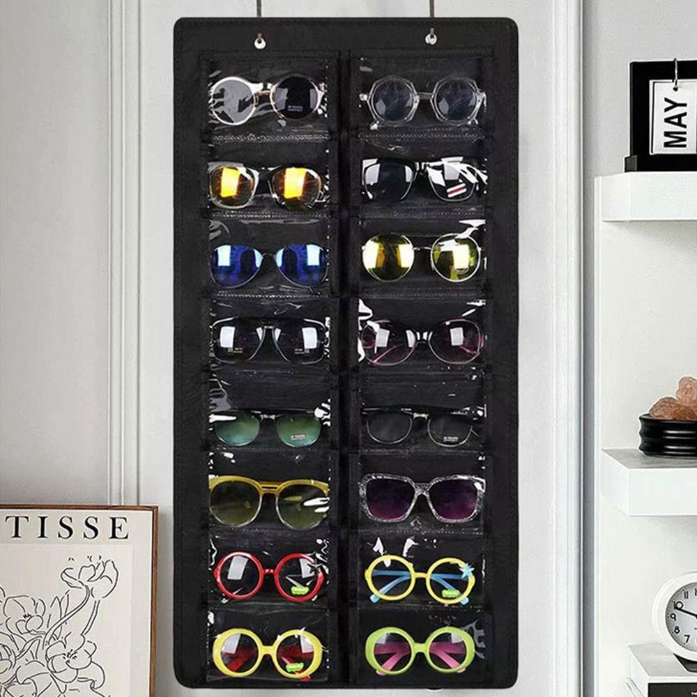 16 Slots Sunglasses Storage Hanging Bag Visible Glasses Display Rack Sunglasses Organizer  Bedroom
