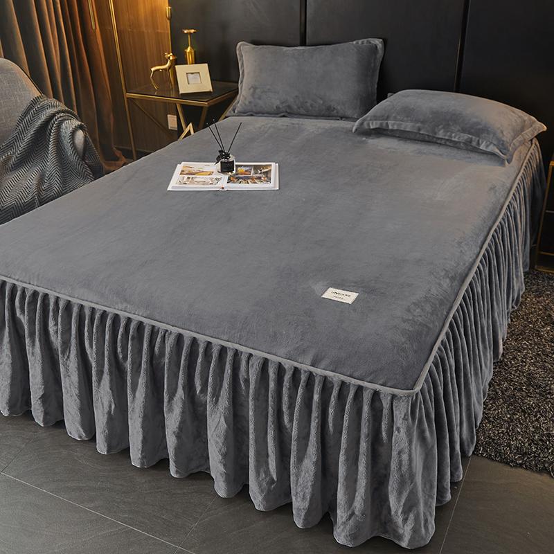 Однотонная юбка-кровать, бархатное покрывало на зимнюю кровать, приятные для кожи защитные наматрасники, домашнее покрывало roupa de cama (Нет наволочки)