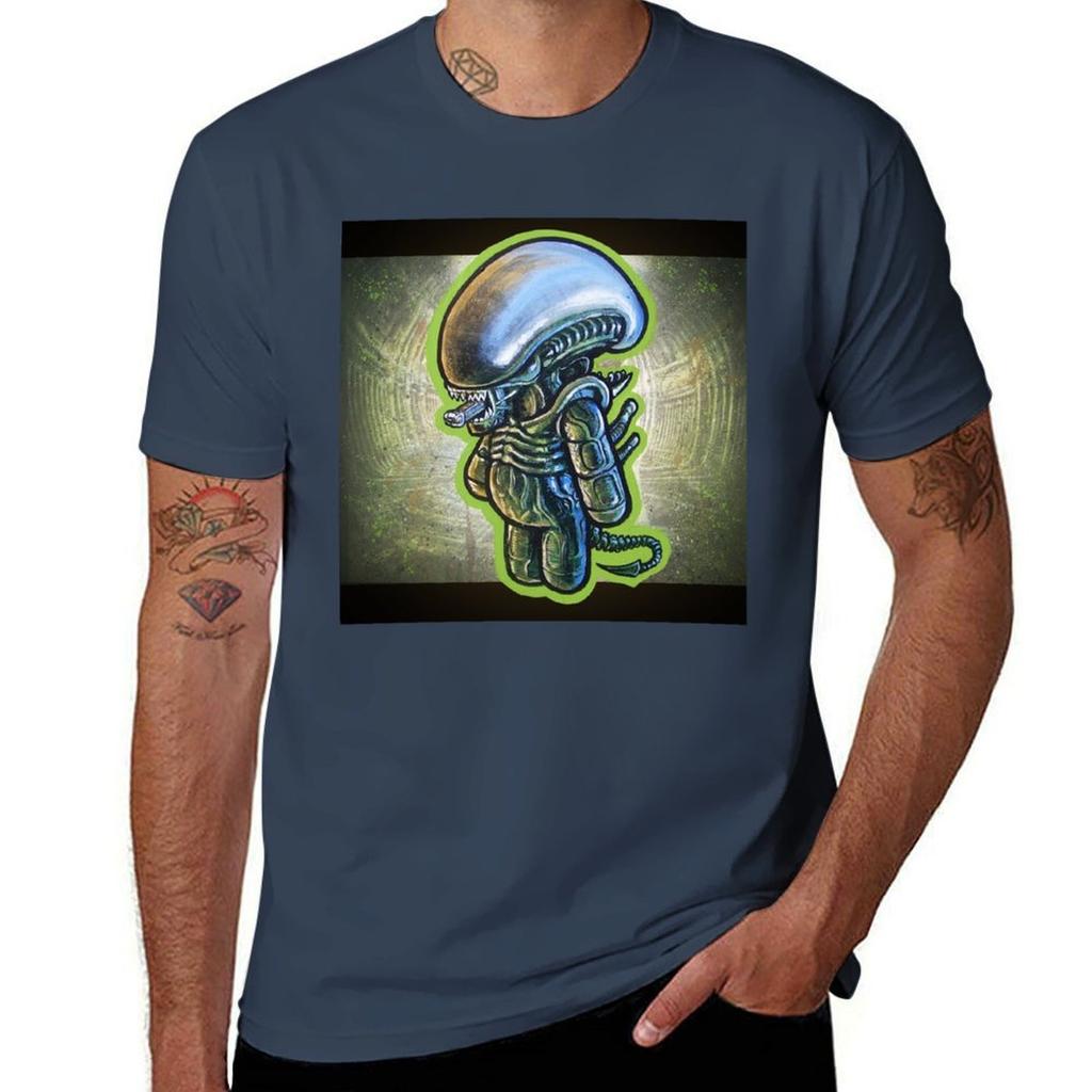 ALIEN XENOMORPH POOTERBELLY TShirt Basic Simple Casual Short Sleeve Tee