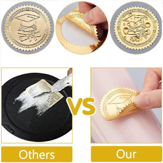 CRASPIRE 408Pcs Attendance Award Clock Gold Foil Embossed Stickers 2" Self Adhesive Envelopes Seals Round Labels for Wedding Invitation Graduation