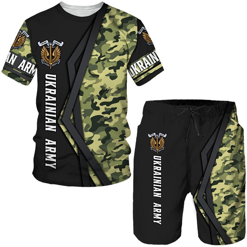 Мужские футболки/шорты/комплекты с 3D принтом украинского камуфляжа, военные армейские спортивные костюмы, одежда спецназа, мужской спортивный костюм