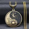 Yin Yang Moon and Sun Pendant Necklace for Women Men Stainless Steel Gold Color Taiji Necklaces Amulet Jewelry