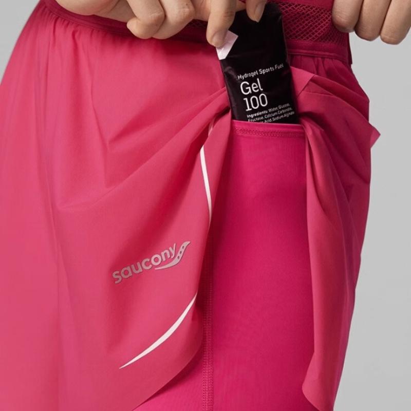 SAUCONY Профессиональные тренировочные быстросохнущие дышащие двухслойные спортивные шорты Женские шорты Фиолетовый Малиновый SA1250DP63T-RD024