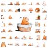 50 Healing Hand-painted Capybara Sticker Sheets: Cute Cartoon Decorations for Journals and Notebooks