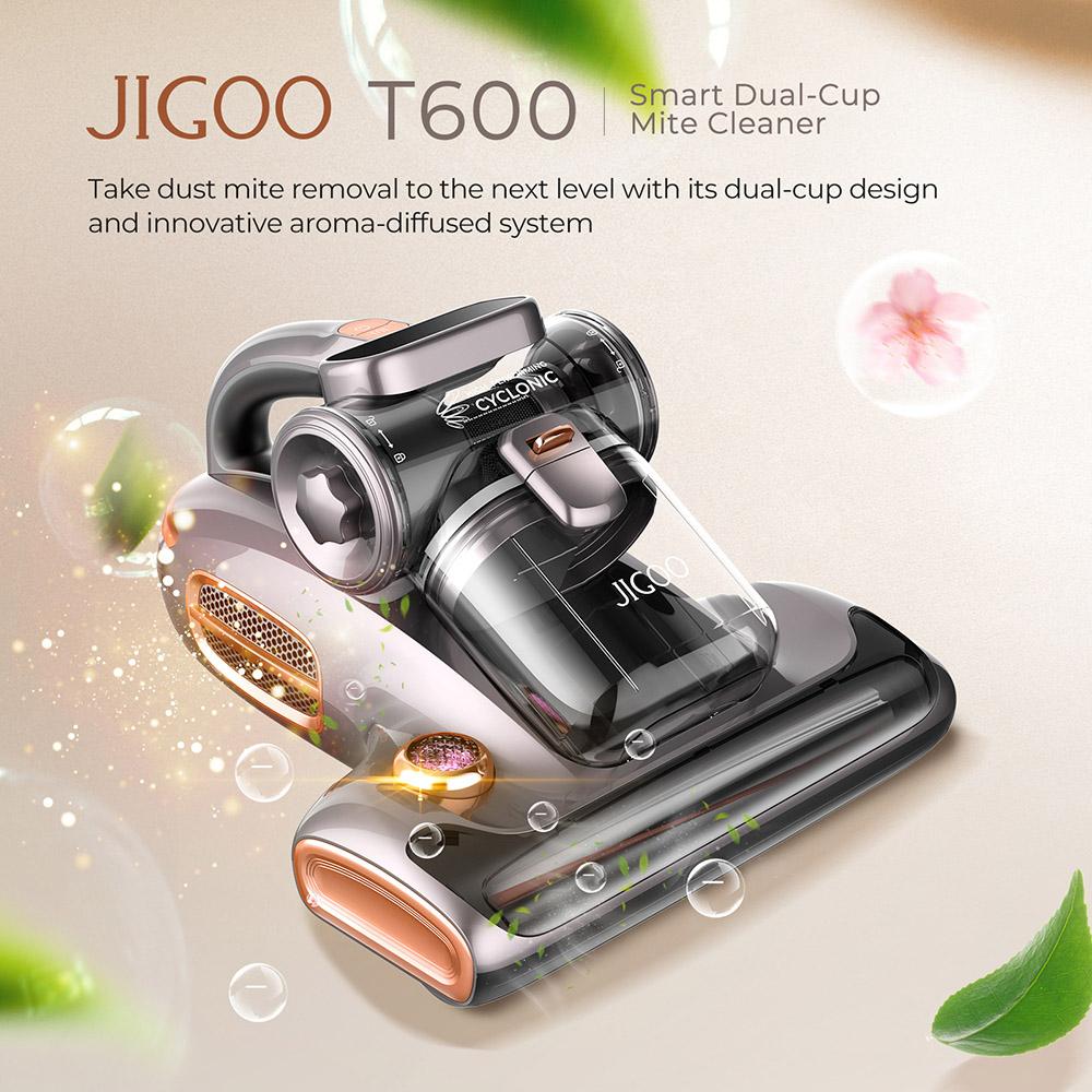 Пылесос для матрасов JIGOO T600: Удалятор пылевых клещей 15 кПа с двойными чашами и ароматом