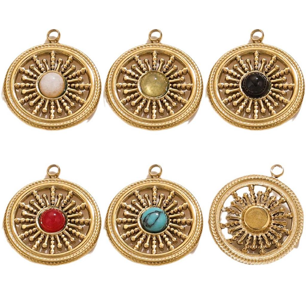 Минималистичный ретро комплект ожерелья с подвеской из бирюзы и серег