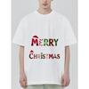 Christmas T-Shirt Black Merry Christmas Santa Hat and Candy Cane Pattern Holiday Party Wear