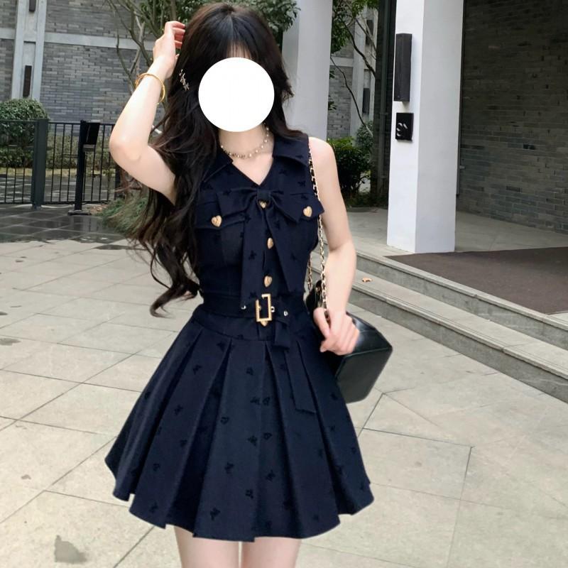 French College Style Sleeveless Blue Dress Children's 2026 New Small Temperament Fluffy Short Skirt Women's