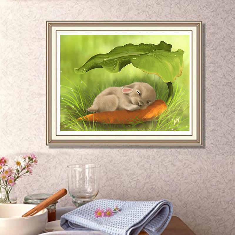 5D DIY Алмазная картина Милый маленький кролик Набор для вышивки крестом Мозаика Алмазная вышивка Полный круглый квадратный дрель Украшение дома