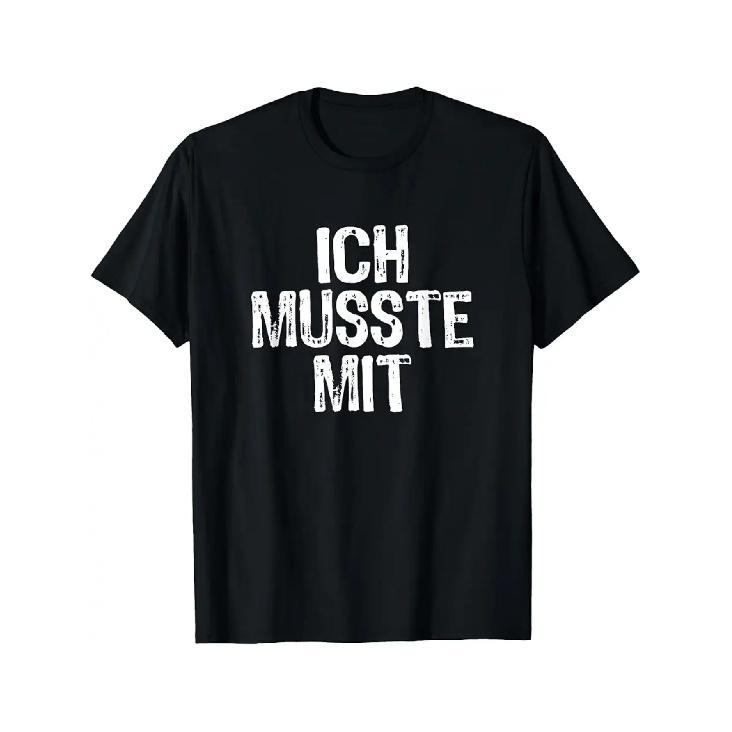 Men's black short sleeve t-shirt with german phrase graphic, crew neck, relaxed fit, soft cotton feel, casual everyday wear for humor lovers