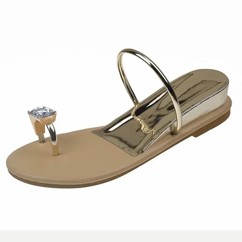 Slippers Women Crystal Luxury Flats Shoes Summer Sandals New  Fashion Flip Flops Designer Slingabck Dress Beach Slides Mujer