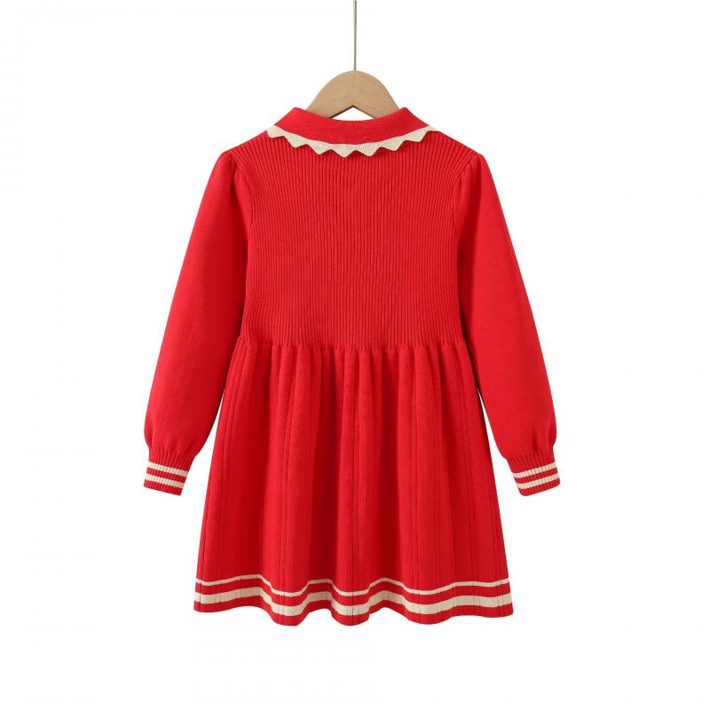 Girls Dress New Autumn Winter Thickening Warm Sweater Dress Girls Princess Dress College Style Bow Knitted Dress Girls Dress