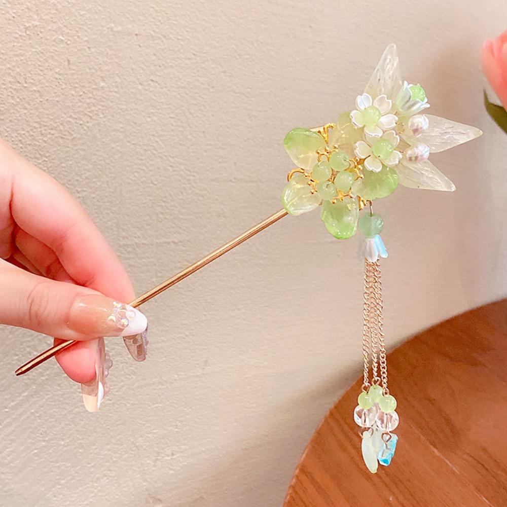 Ancient Style Antique Fringe Hairpin Classic Pendant Hair Stick Peach Blossom Hairpin  Girls