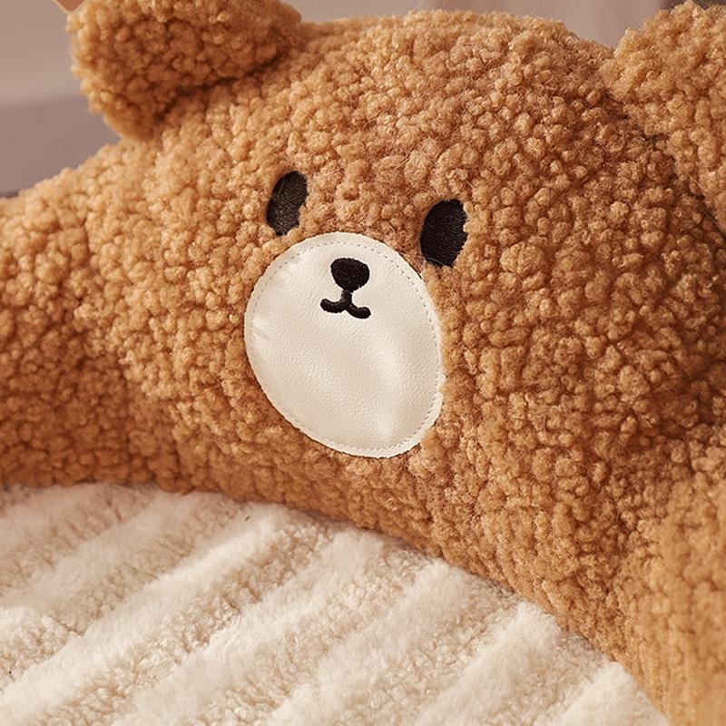 Cat Bed Warm Bear Shape Pet Sleeping Mat for Small Medium Dogs Cats Soft Cozy Cat Sofa Non-slip Puppy Kitten Nest Pet Supplies