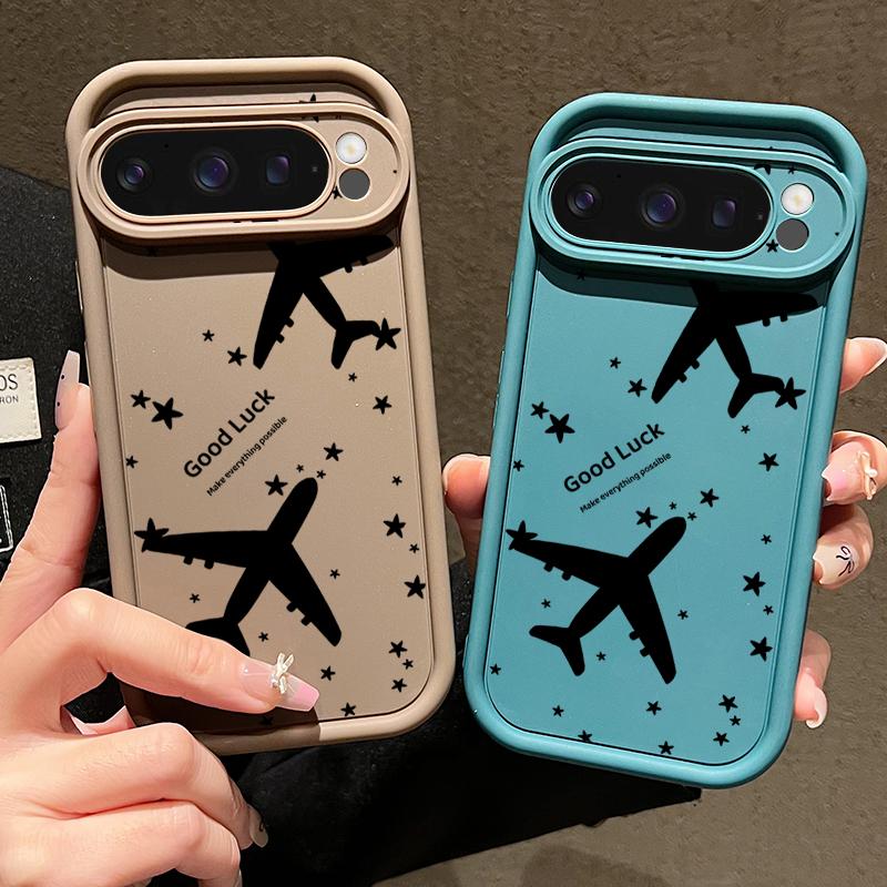 Матовый чехол TPU с рисунком звезд в виде самолета для Google Pixel 9 Pro XL 8A 8 Pro 7A, противоударный мягкий силиконовый защитный чехол для объектива телефона