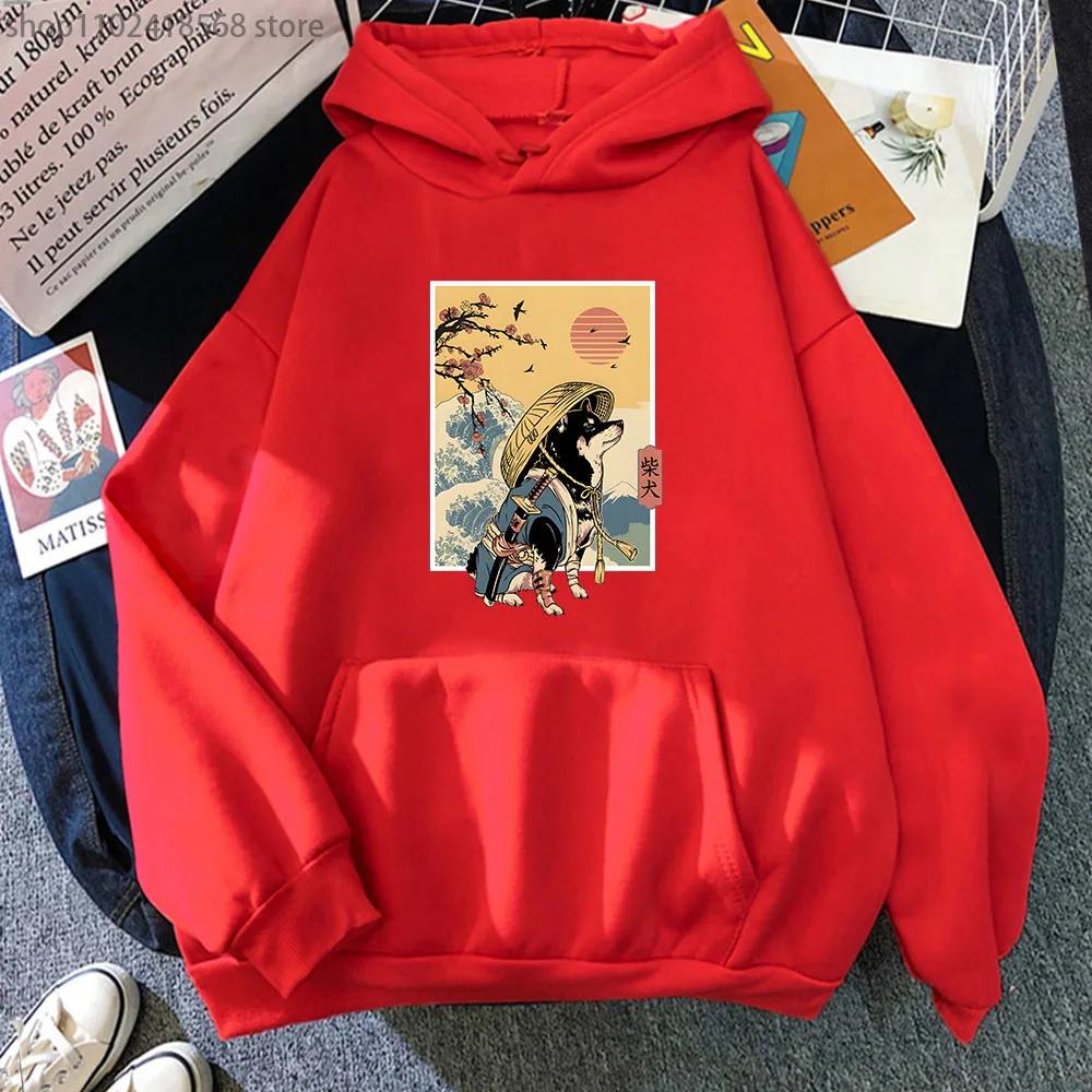 Толстовки Shiba Ronin Kawaii Dog Толстовка Мужская одежда Флисовые пуловеры K Pop Одежда Y2k Sudadera Женщины