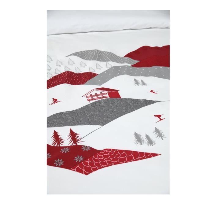 Housse de couette - Albiez - 140x200 cm - 100% Coton - 1 Taie - Rouge