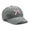 Pink Bow Adjustable Snapback Baseball Cap Washed Cotton Cap For Man Vintage Inelastic Sun Hat Perfect For Outdoor Sports