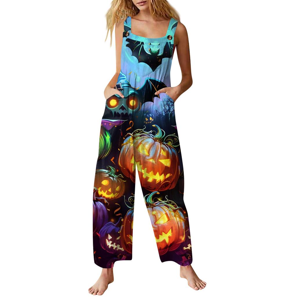 Женский комбинезон с принтом, повседневный свободный комбинезон