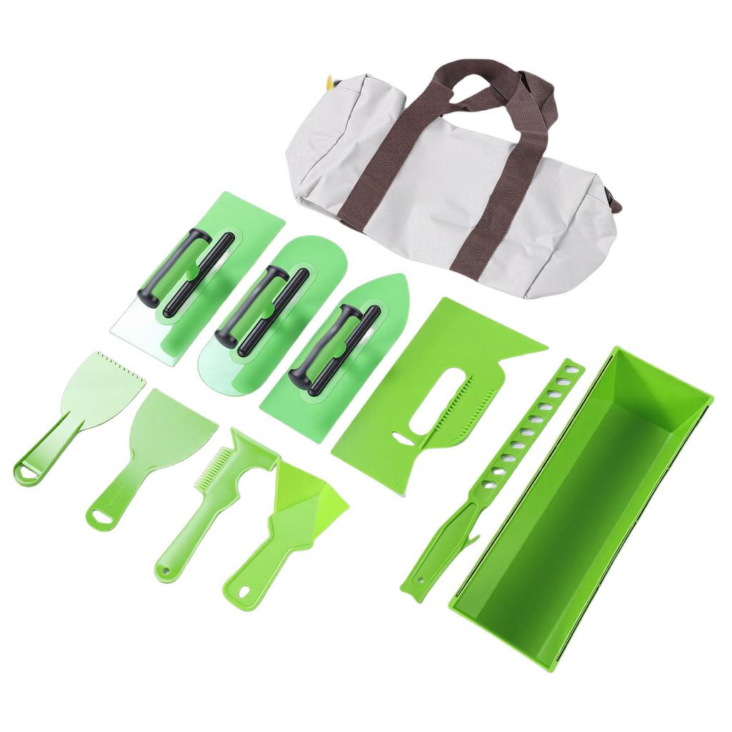 Plastic Trowel Kit Lightweight Ergonomic Handle Round   Pointed Trowels Plastering Set with Storage Bag for Wall Finishing