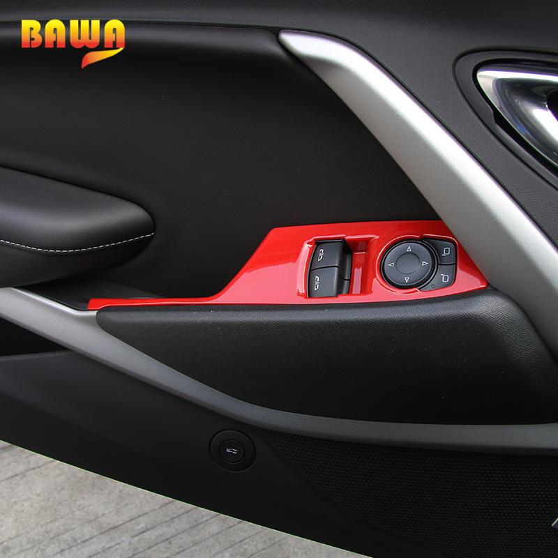 BAWA ABS автомобильные кнопки подъема окна, панель, декоративная крышка, планки, внутренние наклейки для Chevrolet Camaro 2017 Up Car