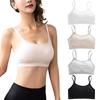 Женский бюстгальтер в рубчик, регулируемый бюстгальтер на тонких бретельках, беспроводной бюстгальтер без косточек, повседневные бюстгальтеры с застежкой сзади, спортивный бюстгальтер без косточек