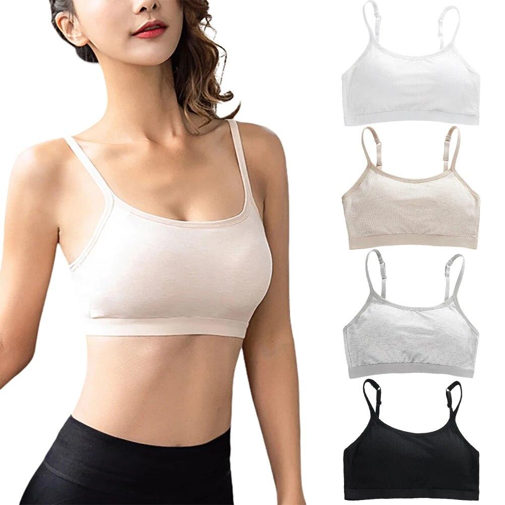 Женский бюстгальтер в рубчик, регулируемый бюстгальтер на тонких бретельках, беспроводной бюстгальтер без косточек, повседневные бюстгальтеры с застежкой сзади, спортивный бюстгальтер без косточек