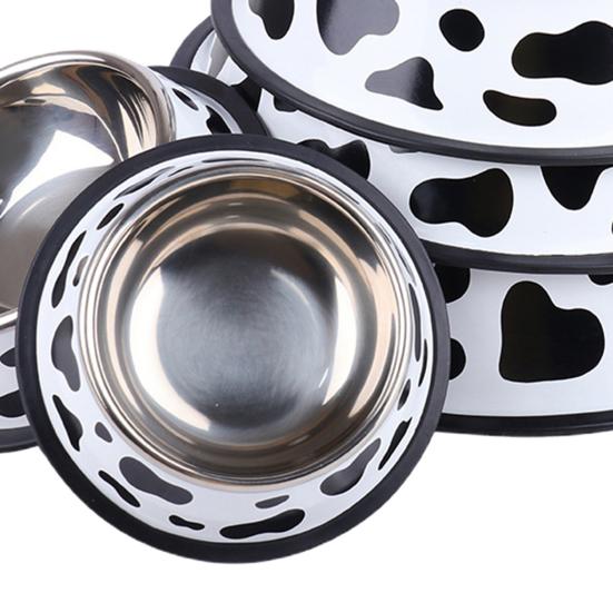 Миска для собаки с принтом, цельная нескользящая поверхность, гладкая, легко чистящаяся, домашний аксессуар из нержавеющей стали