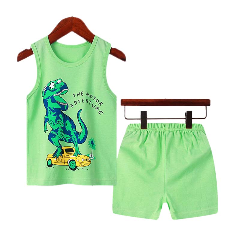 100% Cotton Children's Clothing Boys Pajama Sets Short Kids Toddler 2 To 3 4 5 6 7 8 9 10 Years Green Dinosaur Pijama Summer Pjs