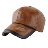 Шляпа Кепка Повседневная Логотип Английские Буквы Курсив Кожа ПУ Прострочка CZ574 [Белый Клык] Мужская (коричневый)