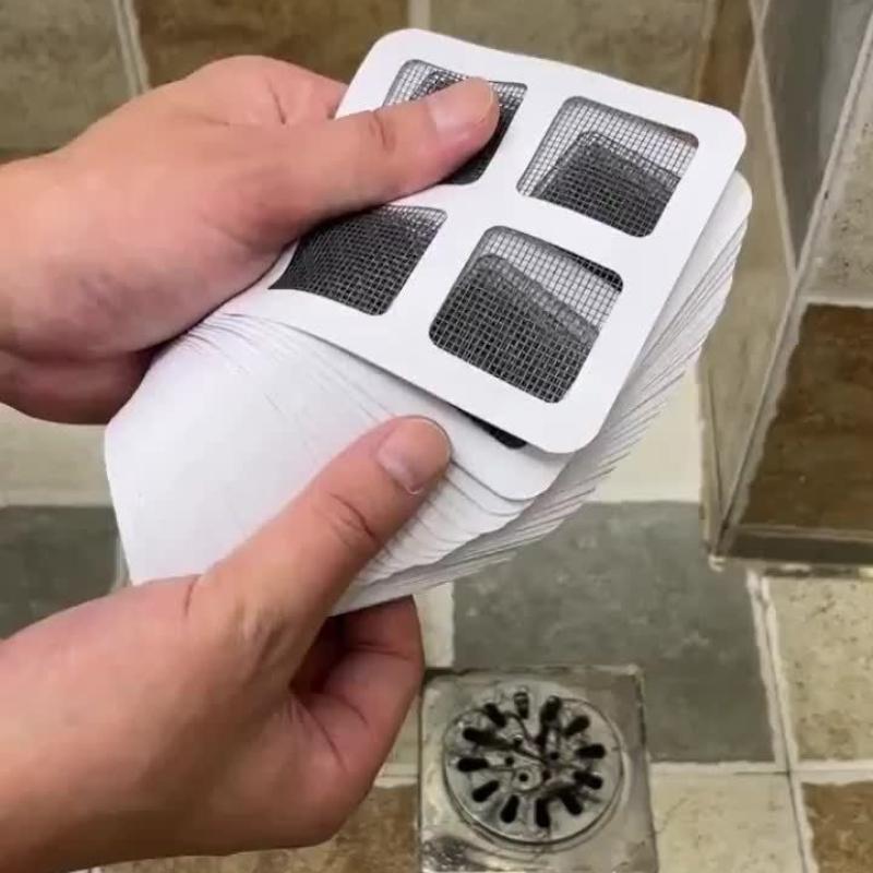 1/5/10/20 шт. Одноразовые уловители волос для слива душа - Клейкие сетчатые протекторы для слива из микрофибры с сетчатым дизайном, Предотвращающие засоры для раковины и ванны