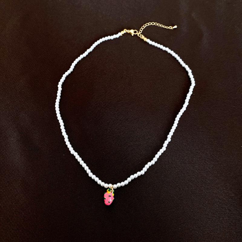 Korean temperament love butterfly pearl fringed necklace fashion collarbone chain versatile item decoration