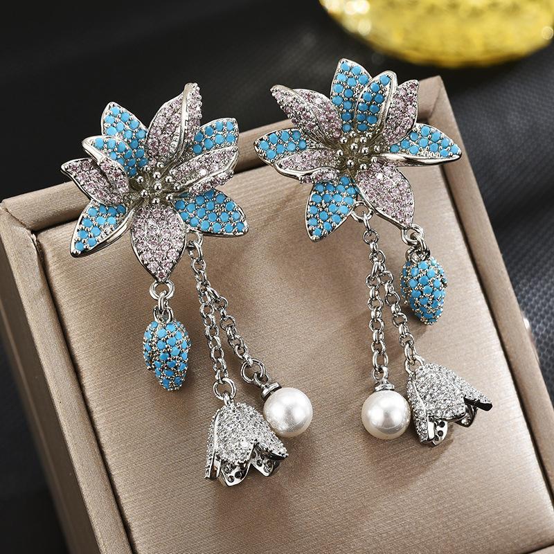 Роскошные модные свадебные банкетные серьги с цветочным колокольчиком, элегантные серьги, женские ювелирные изделия, подарок