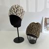 Retro Leopard Print Plush Pullover Hat Women's New Autumn and Winter Big Head Circumference Basin Hat Shows a Small Face