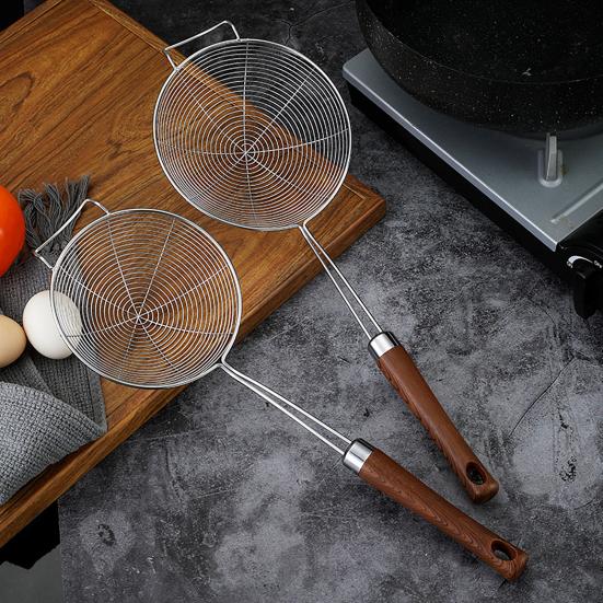 Шумовка Ложка-Дуршлаг для Пасты с Длинной Ручкой Сетчатая из Нержавеющей Стали Дуршлаг для Жарки и Варки Термостойкий Кухонный Инструмент для Сливания и