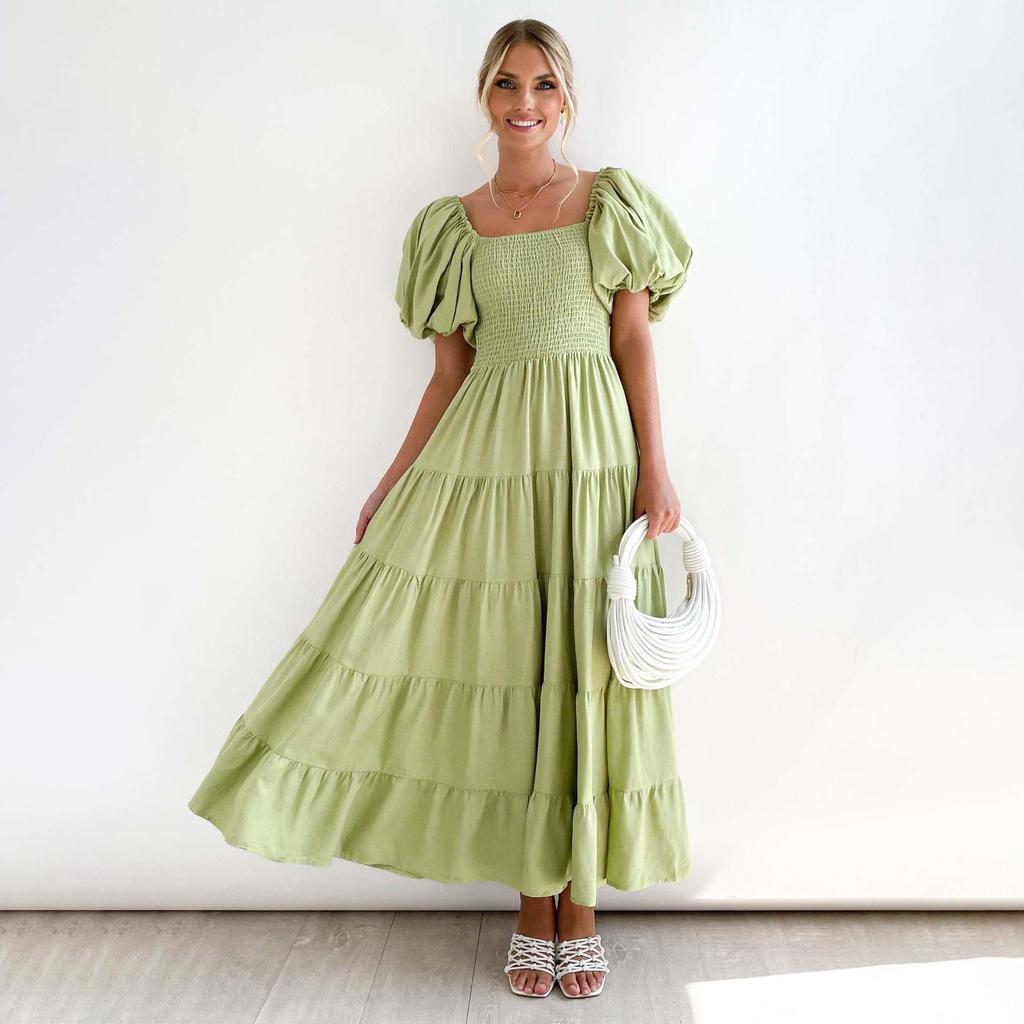 Летнее женское модное плиссированное платье без бретелек длиной до щиколотки с коротким рукавом и принтом