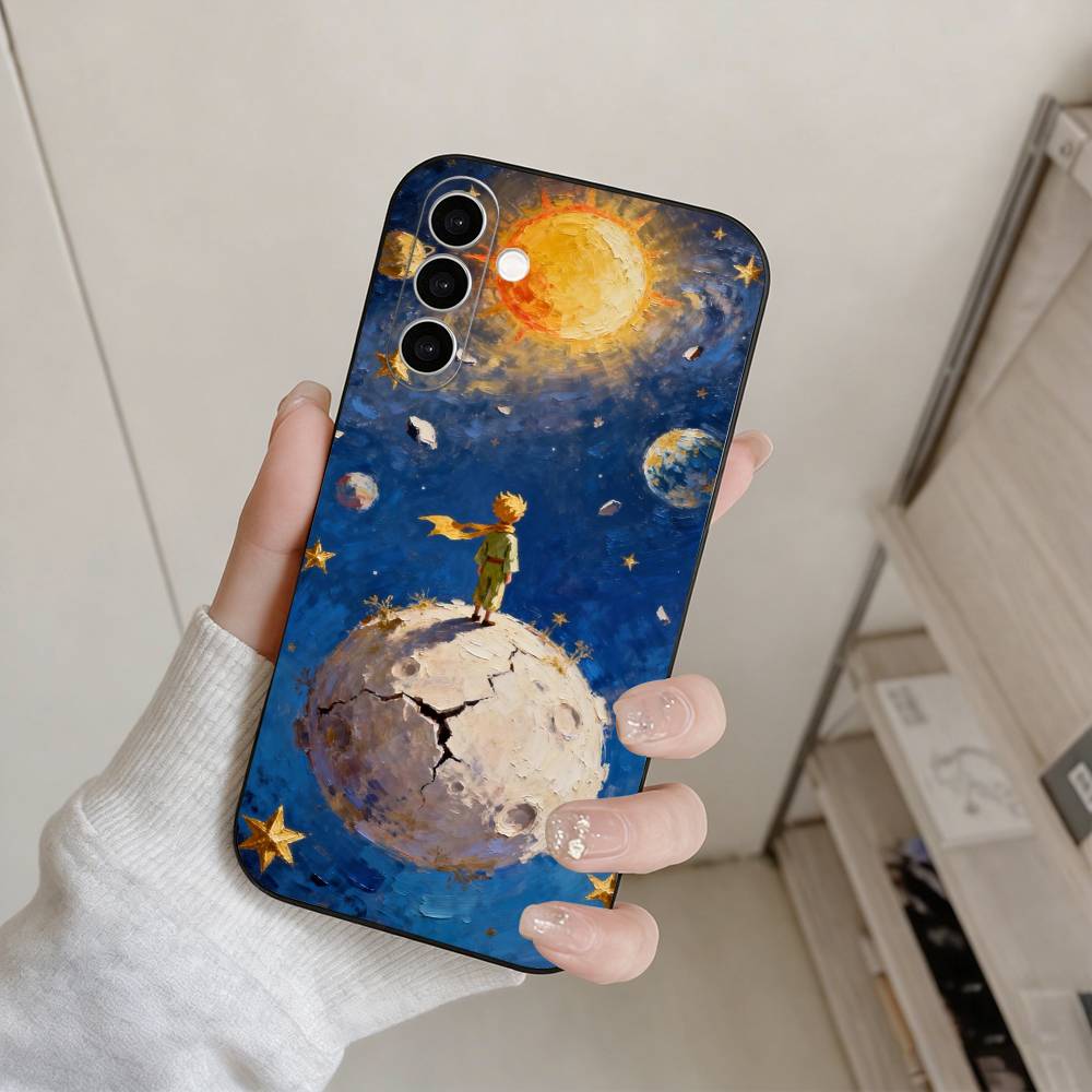 Чехол для телефона Маленький принц Для Samsung Galaxy A73,A72,A71,A70,A53,A52,A51,Другие Мягкий черный чехол