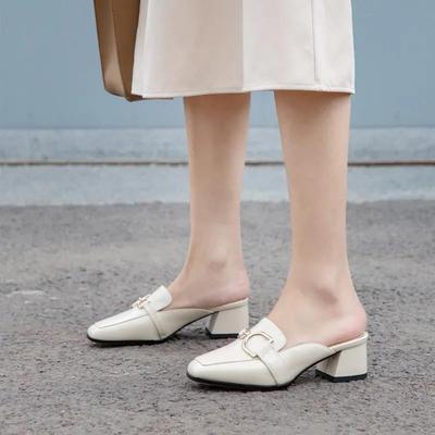 Баотоу полутапочки женские летние 2025 лето новая мода универсальные полуподносы толстый каблук одинарная обувь интернет-знаменитость ленивая обувь