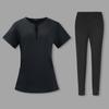 2Pcs/Set Women Hospital Uniform Set Round Neck Zipper Short Sleeve Pockets Top Elastic Waist Pants Set Quick Drying Hospital Dental Nurse Suit