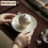 Chinse Ding Kiln White Ceramic Pot Bearing Holder Lotus Petal Pattern Dry Soaking Platform Household Pastry Plate Kung Fu Teaset