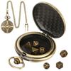 Mini DND Dice Set Steampunk Gear Pocket Watch Dice Set Metal D&D Dice Role Playing Board Games Accessories for Tabletop Adventures