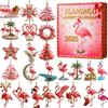 Flamingo Advent Countdown Calendar 2D Flat Acrylic Flamingo Christmas Ornaments for Flamingo Lovers Collectors and Holiday Gifts
