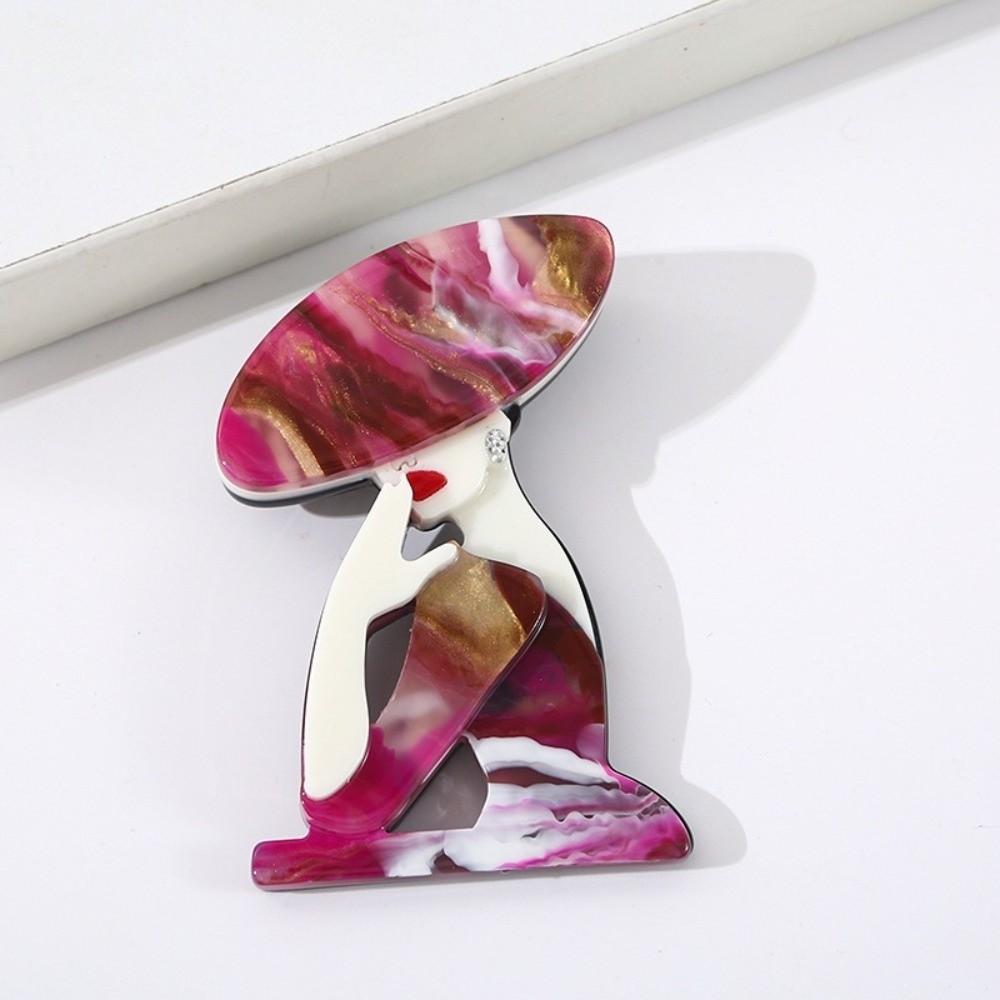 Cartoon Sitting Girl Brooch DIY Dress  Badge Modern Women Portrait Pin